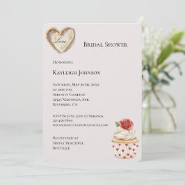 Romantic Röd ros Hearts Cuptårta Möhippa Inbjudningar