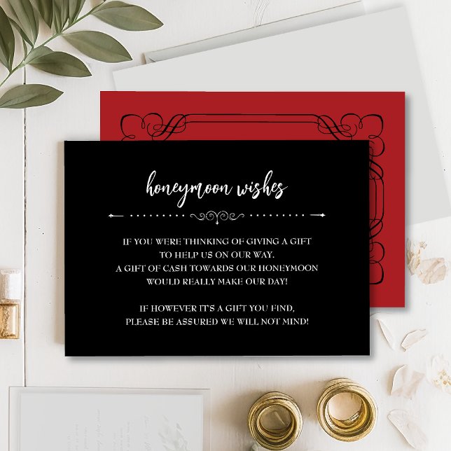 Romantic Röd ros Honeymoon Wish Card Tilläggskort (Skapare uppladdad)