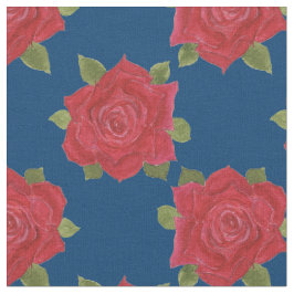 Romantic Röd ros Mönster på Blue Anpassningsbar Fa Tyg