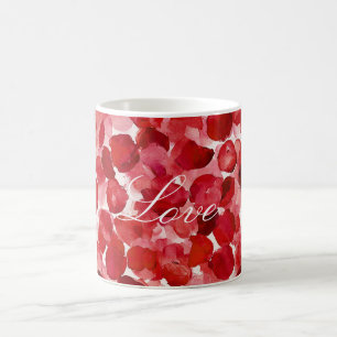 Romantic Röd ros Petals Blommigt Kaffemugg