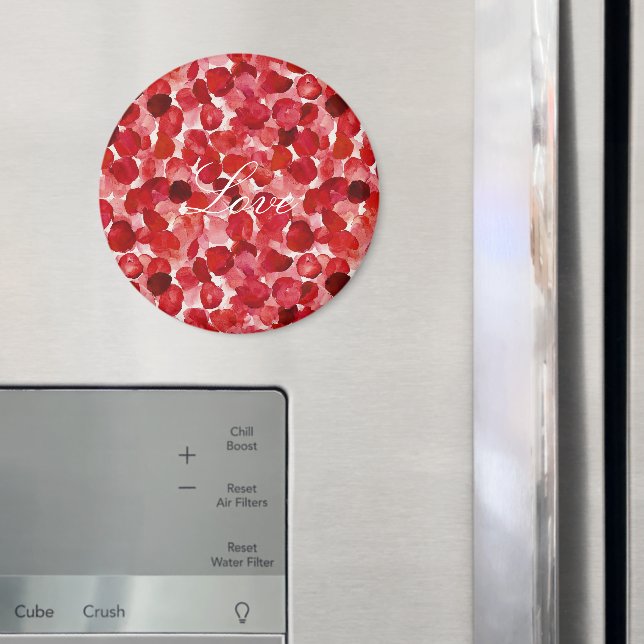 Romantic Röd ros Petals Blommigt Magnet (In Situ (Fridge))