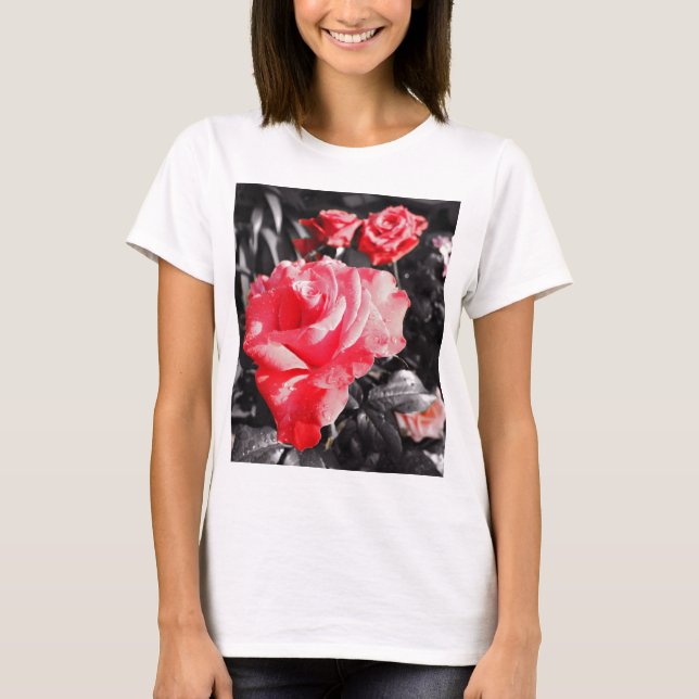 Romantic Röd ros T Shirt (Framsida)