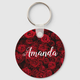 Romantic röd ros Valentine personlig monogram Nyckelring