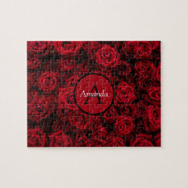 Romantic röd ros Valentine personlig monogram Pussel