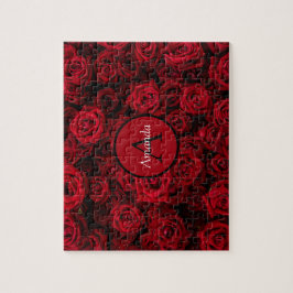 Romantic röd ros Valentine personlig monogram Pussel