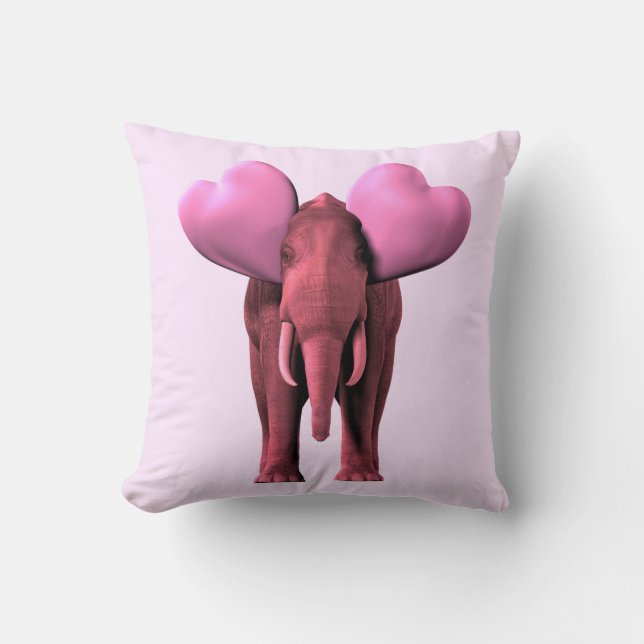 Romantic Rosa Elephant Kudde (Framsida)