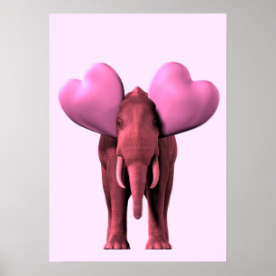 Romantic Rosa Elephant Poster