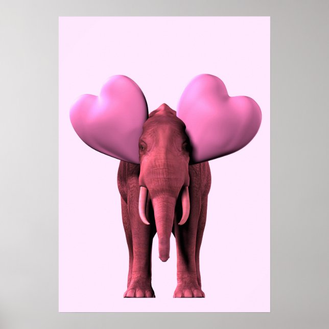 Romantic Rosa Elephant Poster (Framsidan)