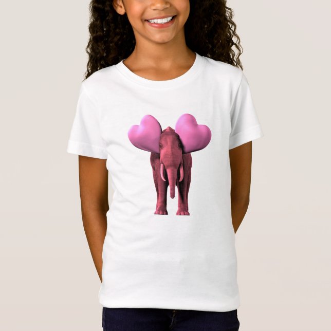 Romantic Rosa Elephant T Shirt (Framsida)
