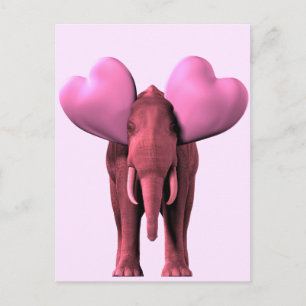 Romantic Rosa Elephant Vykort