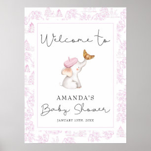 Romantic Rosa Fransk Girl Baby Shower Poster