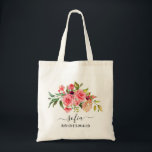 Romantic Rosa ros Blommigt Bridesmaid Bröllop Tote Tygkasse<br><div class="desc">Hämta matchande tote bags för bröllopsfesten. Alla kommer att kärlek den. Den här söta väskan har mjukt  rosa ros och kan vara personlig med namn och personens jobb.</div>