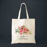 Romantic Rosa ros Blommigt Bridesmaid Bröllop Tote Tygkasse<br><div class="desc">Hämta matchande tote bags för bröllopsfesten. Alla kommer att kärlek den. Den här söta väskan har mjukt  rosa ros och kan vara personlig med namn och personens jobb.</div>