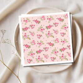 Romantic Rosa ros Blommigt Disposable Napkins Pappersservett