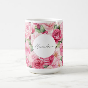 Romantic Rosa ros Blommigt Kaffemugg