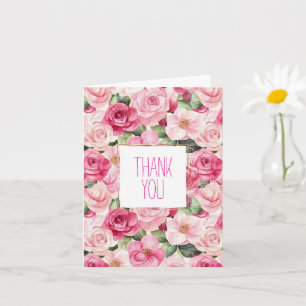Romantic Rosa ros Blommigt Tack Kort