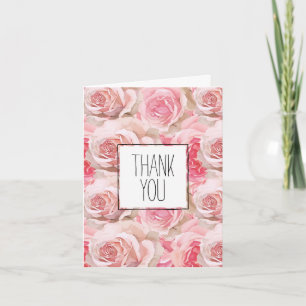 Romantic Rosa ros Blommigt Tack Kort