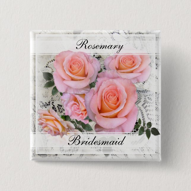 Romantic Rosa ros Bridesmaid Knapp (Framsida)