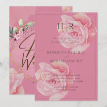 Romantic Rosa ros bröllopsinbjudan