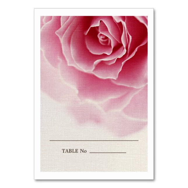 Romantic Rosa ros Burlap Struktur Bröllop Bordsnummer (Framsidan)