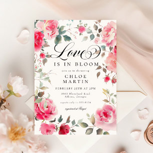 Romantic Rosa ros Kärlek i Bloom Möhippa Inbjudningar