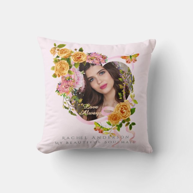 Romantic Rosa ros Kärlek Photo Rosa Kudde (Framsida)