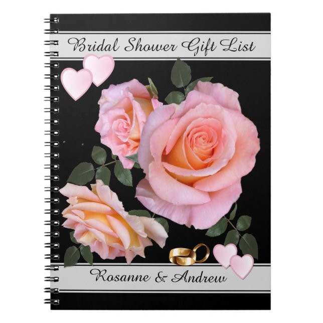 Romantic Rosa ros Möhippa Gift-lista Anteckningsbok (Framsidan)