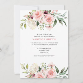 Romantic Rosa ros Möhippa Inbjudningar