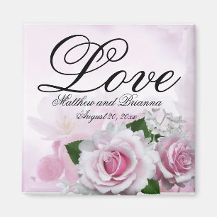 Romantic Rosa ros Personlig KeepsakBröllop Magnet