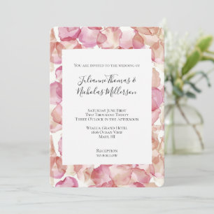 Romantic Rosa ros Petals Blommigt Bröllop Inbjudningar
