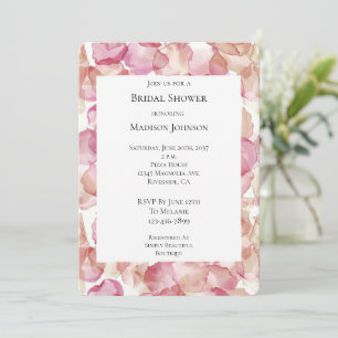 Romantic Rosa ros Petals Blommigt Möhippa Inbjudningar