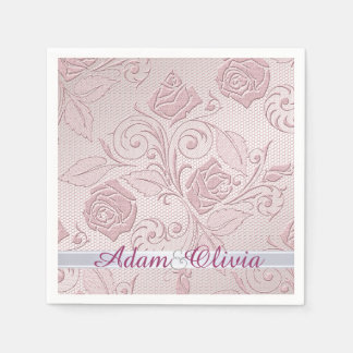 Romantic Rosa ros Snöre Bröllop Pappersservett