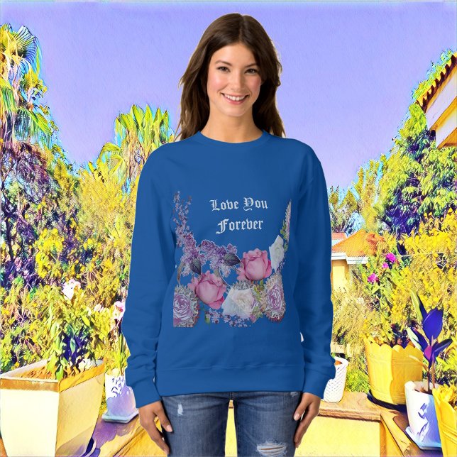 Romantic Rosa ros Valentine Kärlek You Forever Blu T Shirt (Romantic Pink Rose Valentine Love You Forever Blue Sweatshirt)