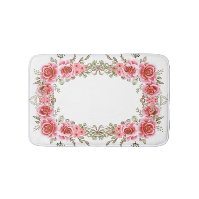 Romantic Rose Frame Memory Foam Bath Mat Badrumsmatta (Framsidan)