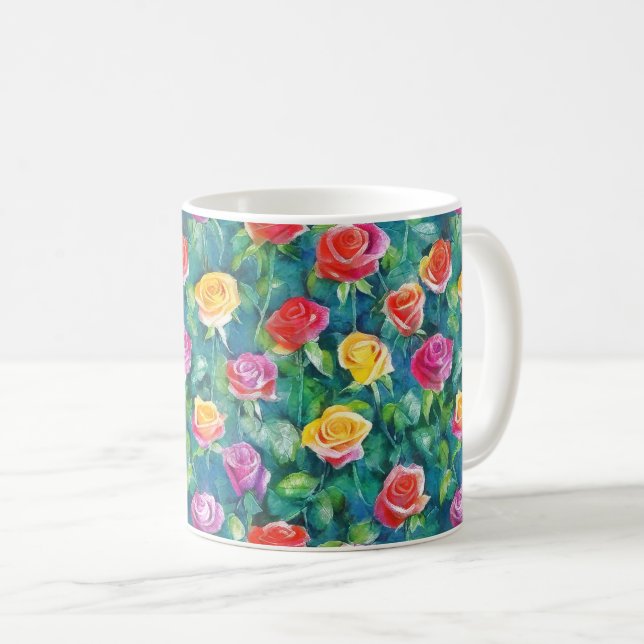 Romantic rose garden watercolor print kaffemugg (Framsida höger)