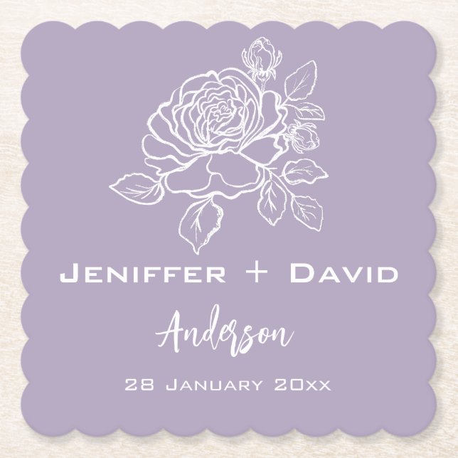 Romantic Rose Personalized Wedding/ Bridal Shower  Underlägg Papper (Framsida)