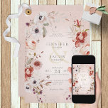 Romantic Rose Pink Floral Wedding Invitation Inbjudningar<br><div class="desc">This design features a beautiful soft blush pink distressed background with a delicate pink,  maroon,  white,  purple,  and green floral sprays. It's romantic with a touch of vintage. Created by Simply Farmhouse Press,  it's part of the Romantic Rose Pink Floral Wedding Suite of cards.</div>