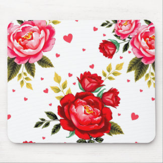Romantic Roses and Hearts Mouse Pad Musmatta