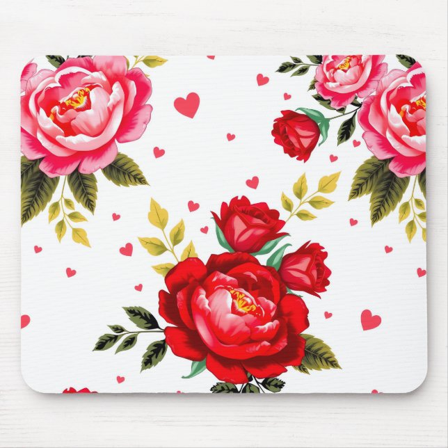 Romantic Roses and Hearts Mouse Pad Musmatta (Framsidan)