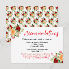 Romantic Roses Floral Wedding Accommodations Tilläggskort