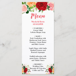 Romantic Roses FloralRomantic Red and Oran Wedding Meny