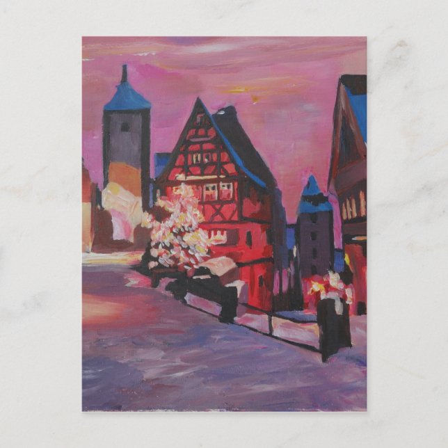 Romantic Rothenburg Tauber Tyskland på vintern Vykort (Framsida)