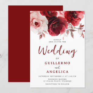 Romantic Ruby Röd ros Luxe Radiance Bröllop Inbjudningar