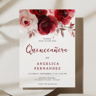 Romantic Ruby Röd ros Quinceanera Party Inbjudningar