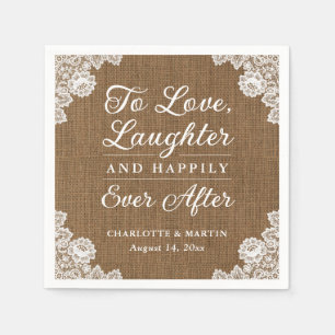 Romantic Rustic Burlap och Snöre Bröllop Napkins Pappersservett