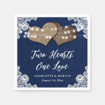 Romantic Rustic Burlap och Snöre Navy Blue Bröllop