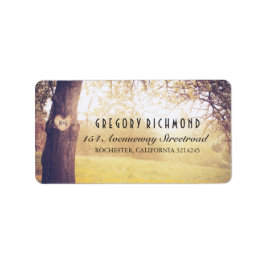 Romantic Rustic Träd och Heart Bröllop Adressetikett