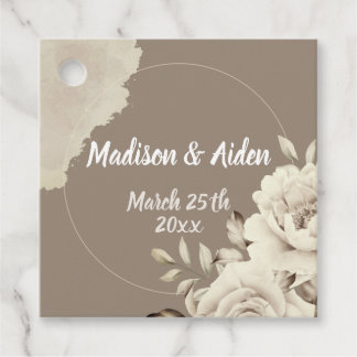 Romantic Rustic Vit ros Flowers bröllop Gåvor Etiketter