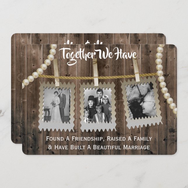 Romantic & Rustic Vow Renewal w/Photos Inbjudningar (Fram/baksida)