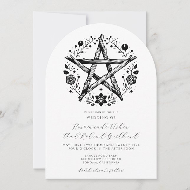 Romantic Rustic Wood Star Blommigt Bröllop Inbjudningar (Framsida)